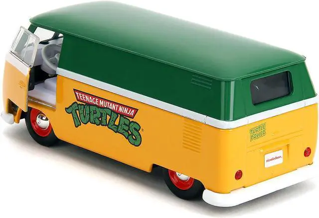 Alt view image 4 of 11 - 1961 Volkswagen Bus "Teenage Mutant Ninja Turtles" Green and Yellow with White Interior 1/32 Diecast Model Car by Jada