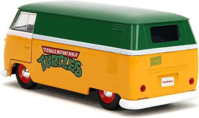 Alt view image 5 of 11 - 1961 Volkswagen Bus "Teenage Mutant Ninja Turtles" Green and Yellow with White Interior 1/32 Diecast Model Car by Jada