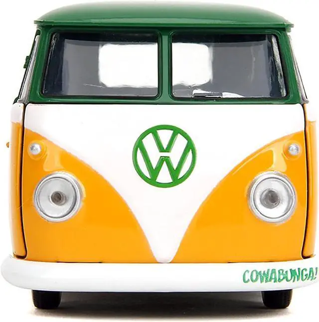 Alt view image 6 of 11 - 1961 Volkswagen Bus "Teenage Mutant Ninja Turtles" Green and Yellow with White Interior 1/32 Diecast Model Car by Jada