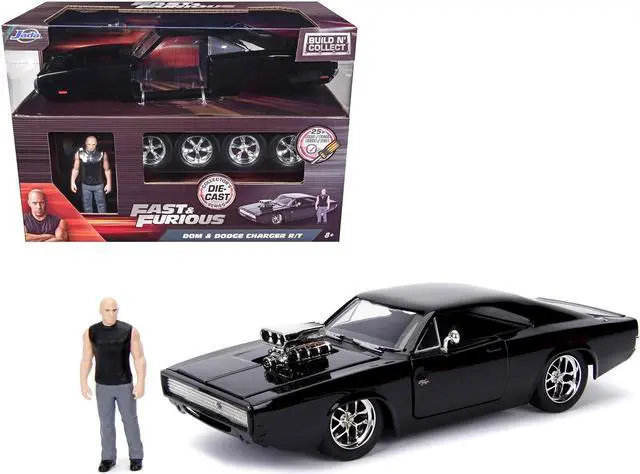 Main image of Model Kit Dodge Charger R/T Black and Figure "Fast & Furious" Movie "Build N' Collect" Series 1/24 Diecast Model Car by Jada