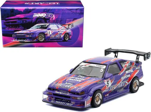 Main image of Toyota Sprinter Trueno (AE86) RHD #5 "N2 Project by TEC-ART's" Purple Metallic w/Graphics 1/64 Diecast Model Car by Inno Models