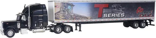 Alt view image 2 of 3 - Peterbilt 379 Sleeper Cab Black with Trailer "Gleaner T Series" 1/64 Diecast Model by SpecCast
