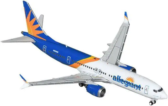 Alt view image 2 of 6 - Boeing 737 MAX 200 Commercial Aircraft "Allegiant Air" (N810MG) White and Blue 1/400 Diecast Model by GeminiJets