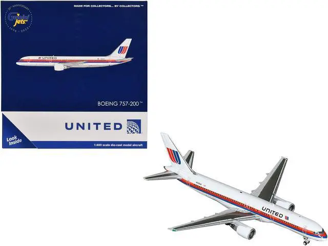 Main image of Boeing 757-200 Commercial Aircraft "United Airlines" (N536UA) White with Stripes 1/400 Diecast Model by GeminiJets