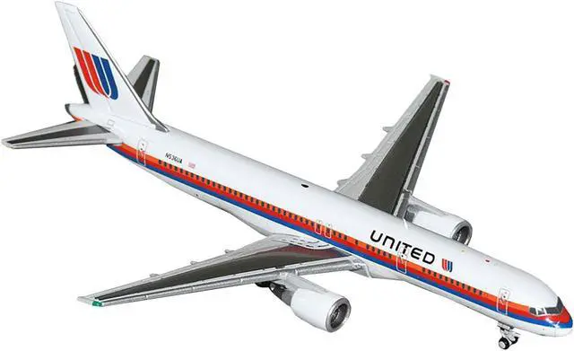 Alt view image 2 of 6 - Boeing 757-200 Commercial Aircraft "United Airlines" (N536UA) White with Stripes 1/400 Diecast Model by GeminiJets