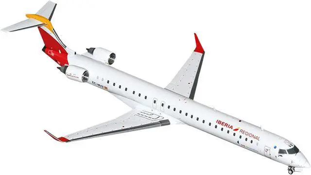 Alt view image 2 of 6 - Bombardier CRJ1000 Commercial Aircraft "Iberia Regional" White with Red "Gemini 200" Series 1/200 Diecast Model by GeminiJets