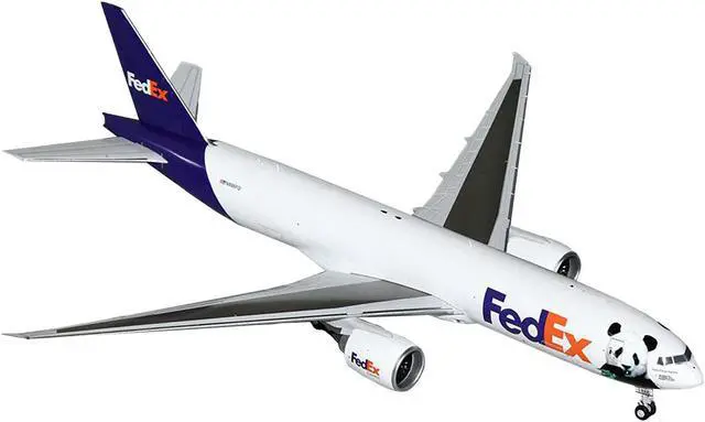 Alt view image 2 of 3 - Boeing 777-200LR Commercial Aircraft "FedEx" White with Purple Tail "Gemini 200" Series 1/200 Diecast Model by GeminiJets