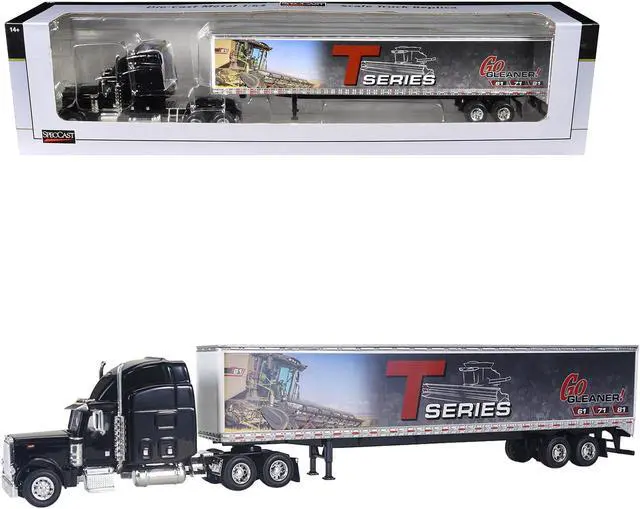 Main image of Peterbilt 379 Sleeper Cab Black with Trailer "Gleaner T Series" 1/64 Diecast Model by SpecCast