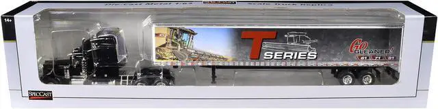 Alt view image 3 of 3 - Peterbilt 379 Sleeper Cab Black with Trailer "Gleaner T Series" 1/64 Diecast Model by SpecCast