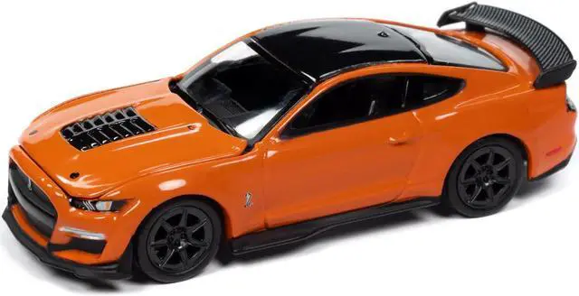 Alt view image 2 of 3 - 2021 Ford Mustang Shelby GT500 Carbon Fiber Track Pack Twister Orange with Black Top 1/64 Diecast Model Car by Auto World
