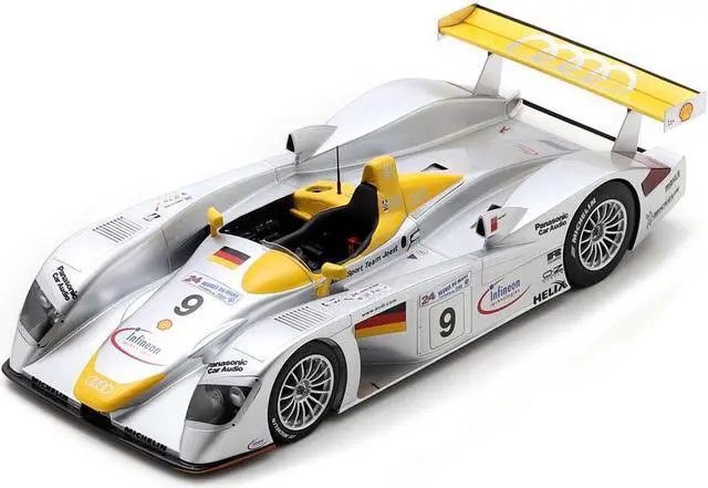 Alt view image 2 of 3 - Audi R8 #9 "Audi Sport Team Joest" 2nd Place "24 Hours of Le Mans" (2000) with Acrylic Display Case 1/18 Model Car by Spark