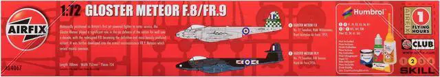 Alt view image 2 of 3 - Level 2 Model Kit of Gloster Meteor F.8/FR.9 Fighter Aircraft with 2 Scheme Options 1/72 Plastic Model Kit by Airfix