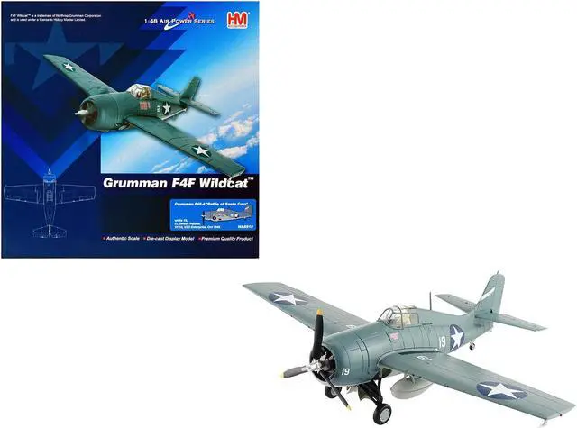 Main image of Grumman F4F-4 Wildcat Fighter Aircraft "Battle of Santa Cruz" 1942 US Navy "Air Power Series" 1/48 Diecast Model by Hobby Master
