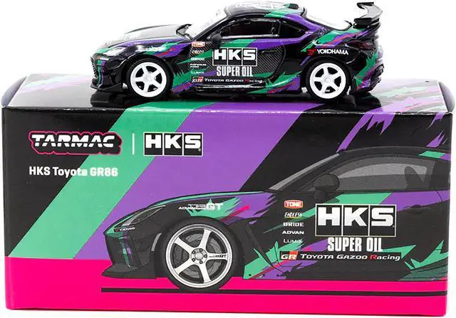 Alt view image 3 of 5 - Toyota GR86 RHD (Right Hand Drive) "HKS" Black with Graphics "Global64" Series 1/64 Diecast Model Car by Tarmac Works