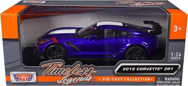 Alt view image 3 of 5 - 2019 Chevrolet Corvette C7 ZR1 White and Black with Red Interior "History of Corvette" Series 1/24 Diecast Model Car by Motormax