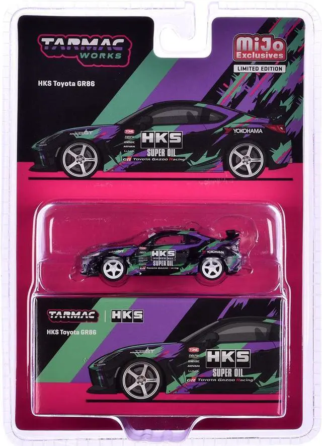 Alt view image 5 of 5 - Toyota GR86 RHD (Right Hand Drive) "HKS" Black with Graphics "Global64" Series 1/64 Diecast Model Car by Tarmac Works