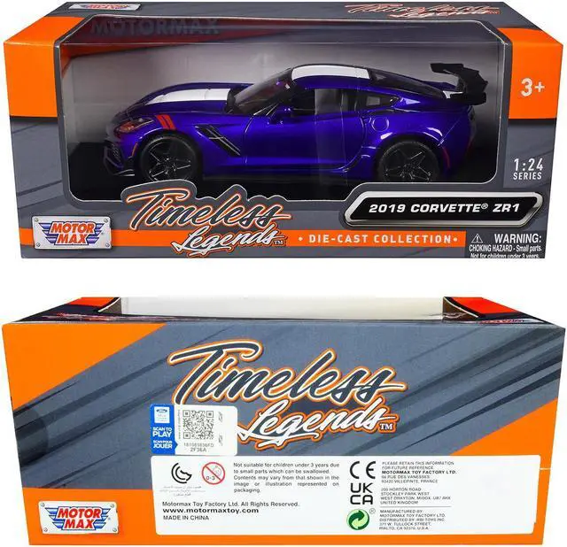 Alt view image 5 of 5 - 2019 Chevrolet Corvette C7 ZR1 White and Black with Red Interior "History of Corvette" Series 1/24 Diecast Model Car by Motormax