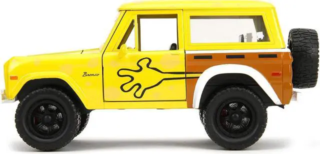 Alt view image 4 of 11 - 1973 Ford Bronco Yellow with Graphics & Diecast Figure "SpongeBob SquarePants" (1999Current) TV 1/24 Diecast Model Car by Jada