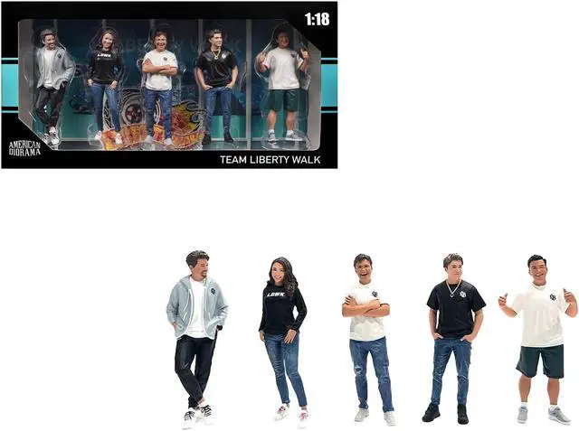 Main image of "Team Liberty Walk" 5 piece Figure Set for 1/18 Scale Models by American Diorama