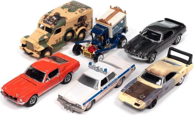 Alt view image 2 of 6 - Pop Culture 2024 Set of 6 Cars Release 2 1/64 Diecast Model Cars by Johnny Lightning