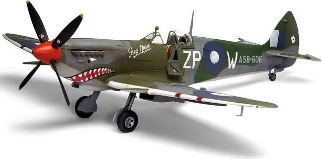 Alt view image 2 of 6 - Level 4 Supermarine Spitfire Mk.VIII Fighter Aircraft with 3 Scheme Options 1/24 Plastic Model Kit by Airfix