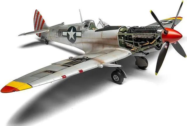 Alt view image 6 of 6 - Level 4 Supermarine Spitfire Mk.VIII Fighter Aircraft with 3 Scheme Options 1/24 Plastic Model Kit by Airfix
