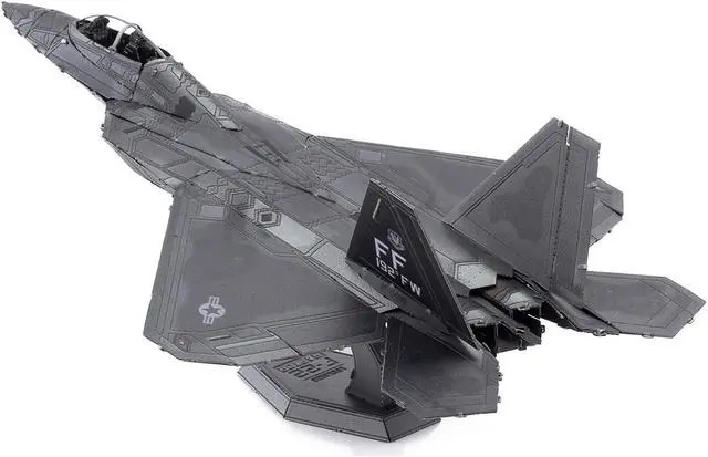 Alt view image 3 of 6 - Model Kit Lockheed Martin F-22 Raptor Stealth Aircraft "United States Air Force" Steel Model by Metal Earth