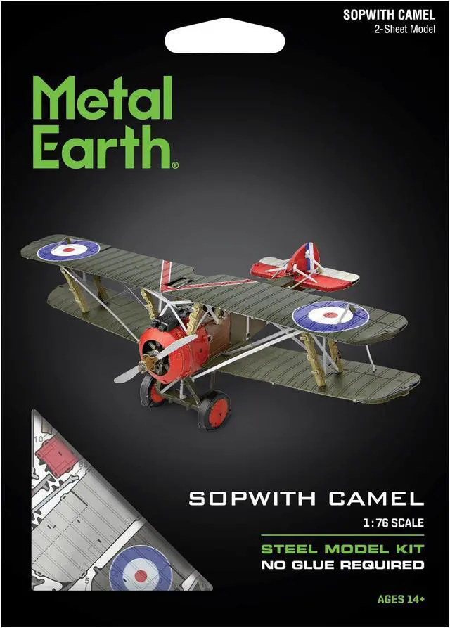 Alt view image 5 of 6 - Model Kit Sopwith Camel Aircraft "World War I" British Royal Flying Corps (Moderate Difficulty) Steel Model by Metal Earth