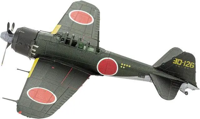 Alt view image 2 of 6 - Mitsubishi A6M Zero Fighter Aircraft "World War II" Imperial Japanese Navy (Moderate Difficulty) Steel Model Kit by Metal Earth