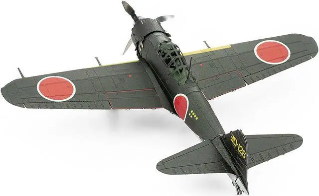 Alt view image 3 of 6 - Mitsubishi A6M Zero Fighter Aircraft "World War II" Imperial Japanese Navy (Moderate Difficulty) Steel Model Kit by Metal Earth