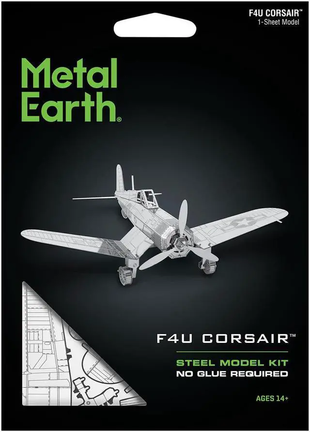 Alt view image 5 of 6 - Model Kit Vought F4U Corsair Fighter Aircraft "United States Navy" (Moderate Difficulty) Steel Model by Metal Earth