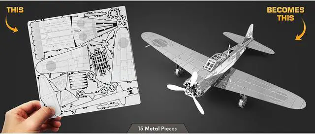 Alt view image 6 of 6 - Model Kit Mitsubishi Zero Fighter Aircraft "Imperial Japanese Navy Air Service" (Moderate Difficulty) Steel Model by Metal Earth
