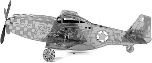 Alt view image 2 of 6 - Model Kit North American P-51 Mustang Fighter Aircraft "Big Beautiful Doll" US Army Air Forces Steel Model by Metal Earth