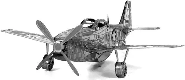 Alt view image 3 of 6 - Model Kit North American P-51 Mustang Fighter Aircraft "Big Beautiful Doll" US Army Air Forces Steel Model by Metal Earth