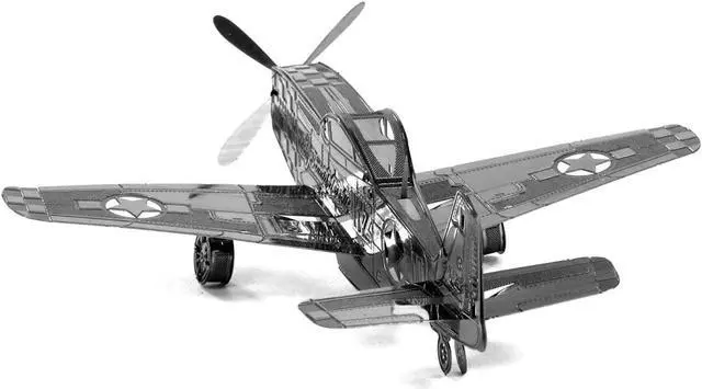 Alt view image 4 of 6 - Model Kit North American P-51 Mustang Fighter Aircraft "Big Beautiful Doll" US Army Air Forces Steel Model by Metal Earth
