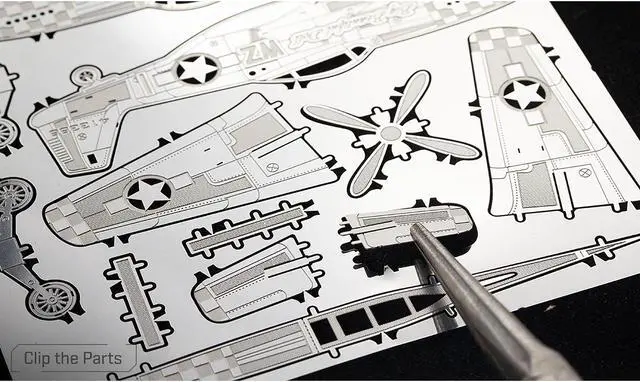 Alt view image 6 of 6 - Model Kit North American P-51 Mustang Fighter Aircraft "Big Beautiful Doll" US Army Air Forces Steel Model by Metal Earth