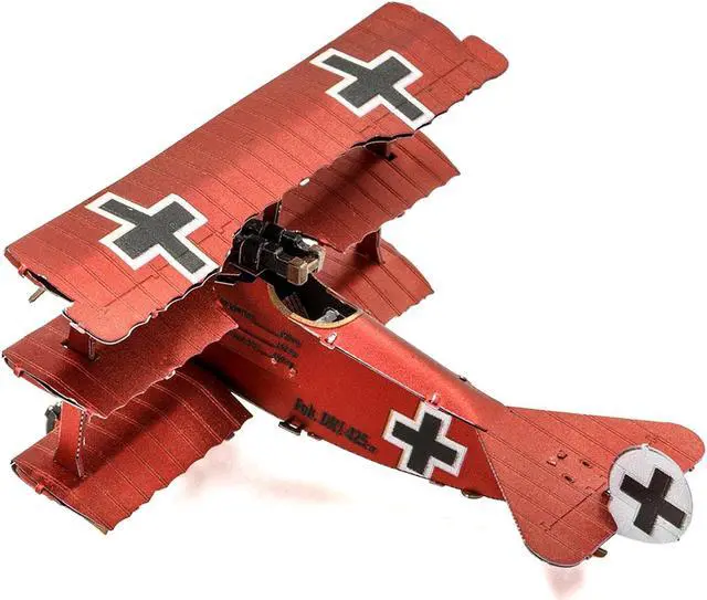 Alt view image 2 of 6 - Model Kit Fokker Dr.I Triplane Fighter Aircraft "Red Baron" German Air Force (Moderate Difficulty) Steel Model by Metal Earth