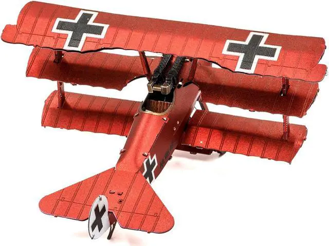 Alt view image 3 of 6 - Model Kit Fokker Dr.I Triplane Fighter Aircraft "Red Baron" German Air Force (Moderate Difficulty) Steel Model by Metal Earth