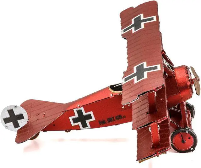 Alt view image 4 of 6 - Model Kit Fokker Dr.I Triplane Fighter Aircraft "Red Baron" German Air Force (Moderate Difficulty) Steel Model by Metal Earth