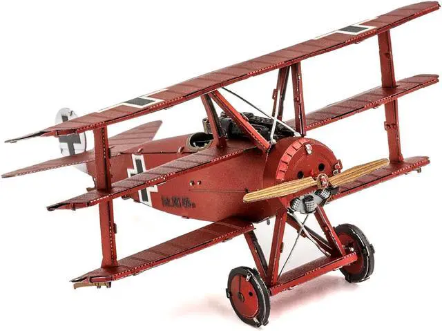 Alt view image 5 of 6 - Model Kit Fokker Dr.I Triplane Fighter Aircraft "Red Baron" German Air Force (Moderate Difficulty) Steel Model by Metal Earth