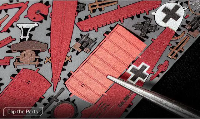 Alt view image 6 of 6 - Model Kit Fokker Dr.I Triplane Fighter Aircraft "Red Baron" German Air Force (Moderate Difficulty) Steel Model by Metal Earth