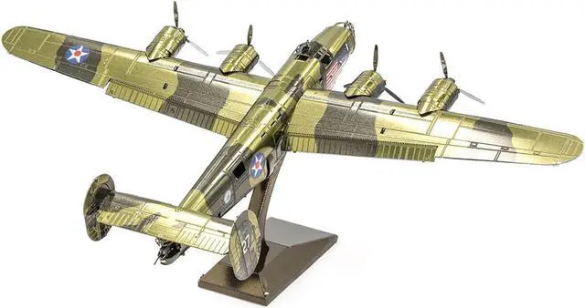 Alt view image 3 of 6 - Model kit Consolidated B-24 Liberator Bomber Aircraft "Diamond Lil" United States Army Air Forces  Steel Model by Metal Earth