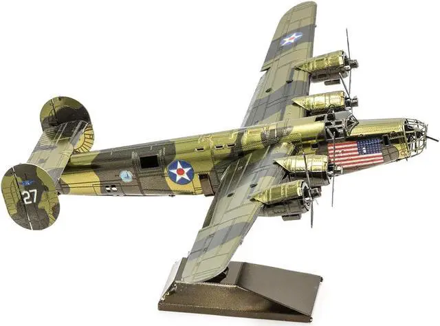 Alt view image 4 of 6 - Model kit Consolidated B-24 Liberator Bomber Aircraft "Diamond Lil" United States Army Air Forces  Steel Model by Metal Earth