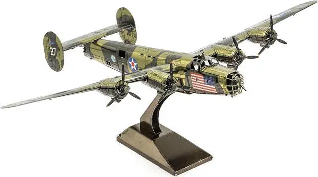 Alt view image 5 of 6 - Model kit Consolidated B-24 Liberator Bomber Aircraft "Diamond Lil" United States Army Air Forces  Steel Model by Metal Earth