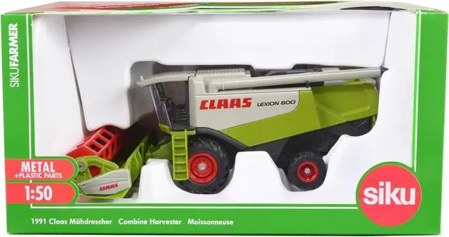 Main image of Claas Lexion 600 Combine Harvester Green and Gray 1/50 Diecast Model by Siku