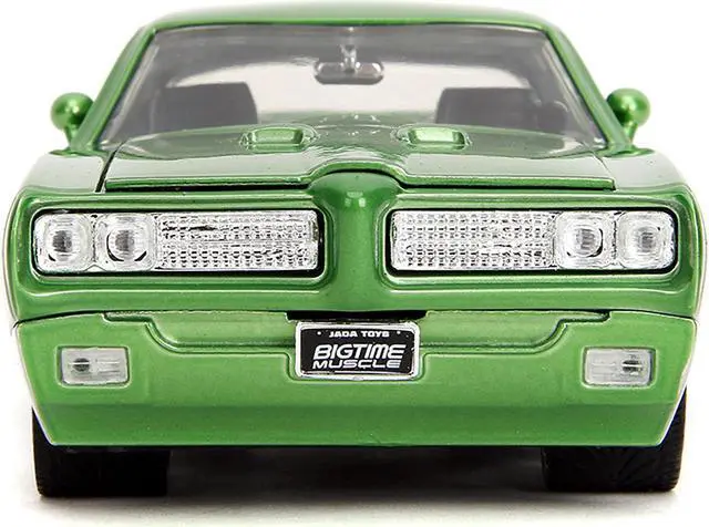 Alt view image 6 of 11 - 1969 Pontiac GTO Judge Green Metallic and Silver with Stripes "Bigtime Muscle" Series 1/24 Diecast Model Car by Jada