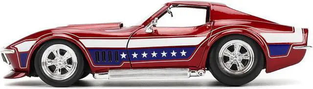 Alt view image 3 of 11 - 1969 Chevrolet Corvette Stingray ZL1 Red Metallic w/Stars and Stripes Graphics "Bigtime Muscle" 1/24 Diecast Model Car by Jada