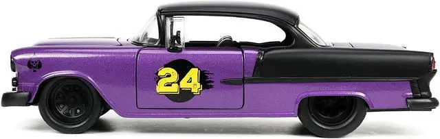 Alt view image 3 of 11 - 1955 Chevrolet Bel Air #24 Purple Metallic and Matt Black "Bigtime Muscle" Series 1/24 Diecast Model Car by Jada