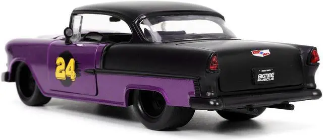 Alt view image 5 of 11 - 1955 Chevrolet Bel Air #24 Purple Metallic and Matt Black "Bigtime Muscle" Series 1/24 Diecast Model Car by Jada