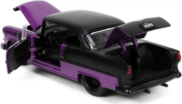 Alt view image 4 of 11 - 1955 Chevrolet Bel Air #24 Purple Metallic and Matt Black "Bigtime Muscle" Series 1/24 Diecast Model Car by Jada